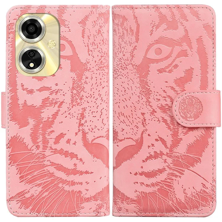 For Oppo A59 5G / A2m 5G Wallet Case Imprinted Tiger Pattern Leather Stand Phone Cover