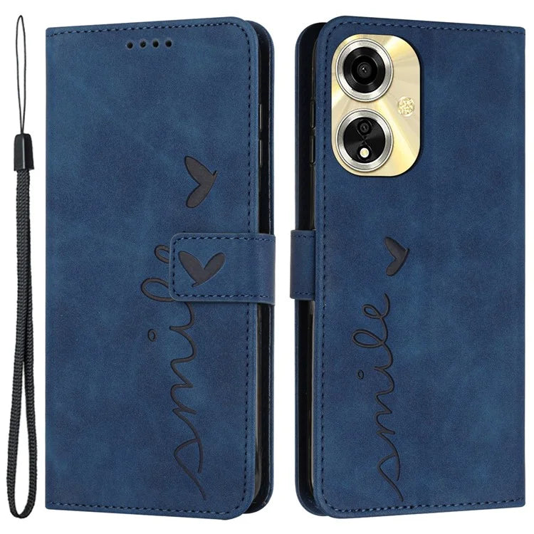 For Oppo A59 5G / A2m 5G Case Heart Imprinted PU Leather Phone Wallet Cover