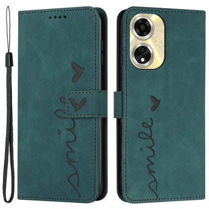 For Oppo A59 5G / A2m 5G Case Heart Imprinted PU Leather Phone Wallet Cover