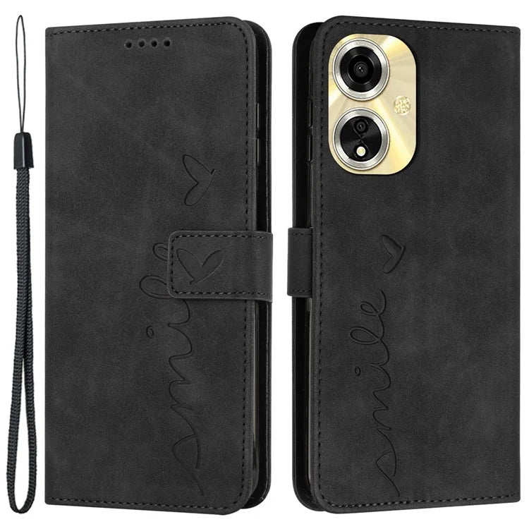 For Oppo A59 5G / A2m 5G Case Heart Imprinted PU Leather Phone Wallet Cover