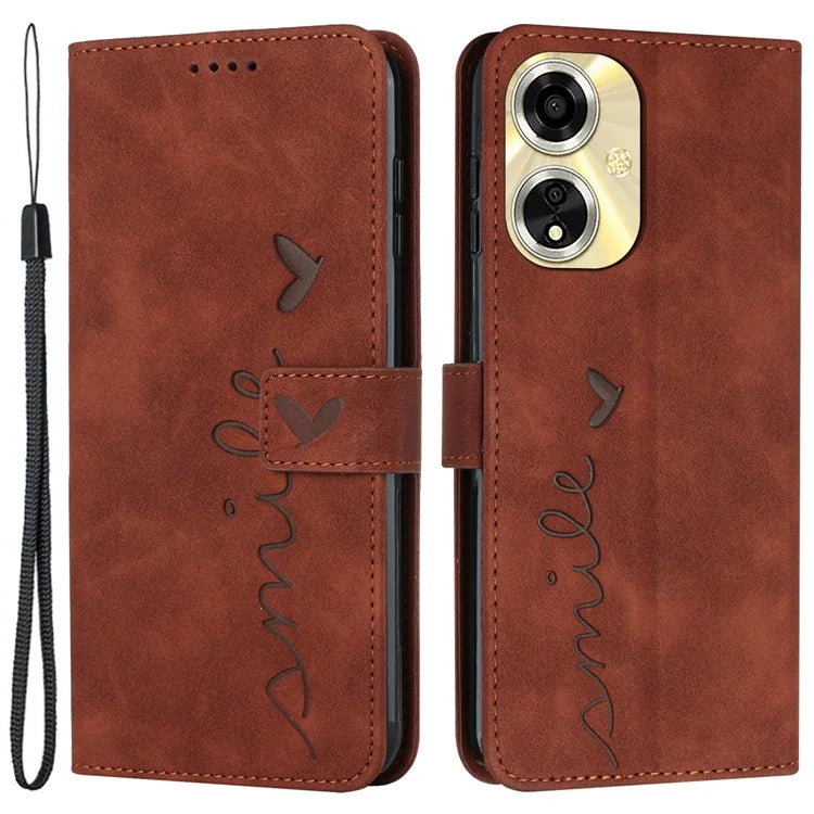 For Oppo A59 5G / A2m 5G Case Heart Imprinted PU Leather Phone Wallet Cover