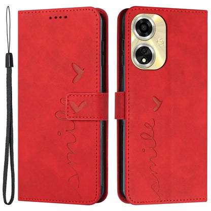 For Oppo A59 5G / A2m 5G Case Heart Imprinted PU Leather Phone Wallet Cover