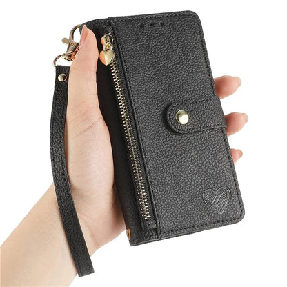 For Oppo A58 4G Case Zipper Wallet Shockproof Phone Cover RFID Blocking