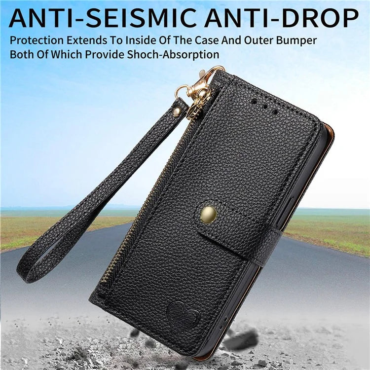 For Oppo A58 4G Case Zipper Wallet Shockproof Phone Cover RFID Blocking