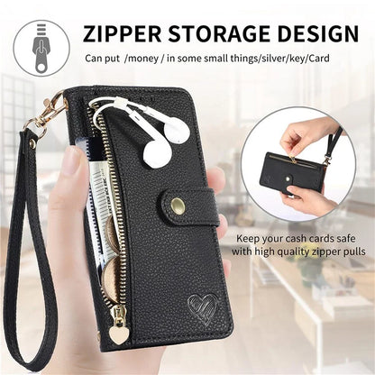 For Oppo A58 4G Case Zipper Wallet Shockproof Phone Cover RFID Blocking