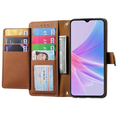 For Oppo A58 4G Case Zipper Wallet Shockproof Phone Cover RFID Blocking