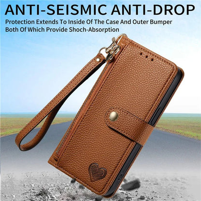 For Oppo A58 4G Case Zipper Wallet Shockproof Phone Cover RFID Blocking