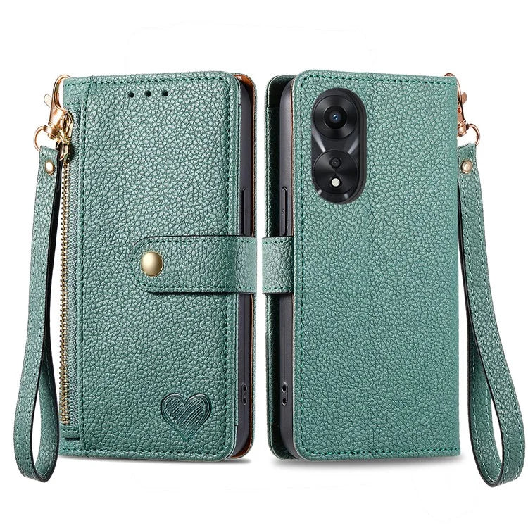 For Oppo A58 4G Case Zipper Wallet Shockproof Phone Cover RFID Blocking