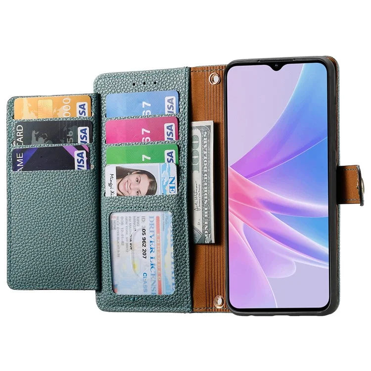 For Oppo A58 4G Case Zipper Wallet Shockproof Phone Cover RFID Blocking