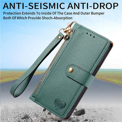 For Oppo A58 4G Case Zipper Wallet Shockproof Phone Cover RFID Blocking