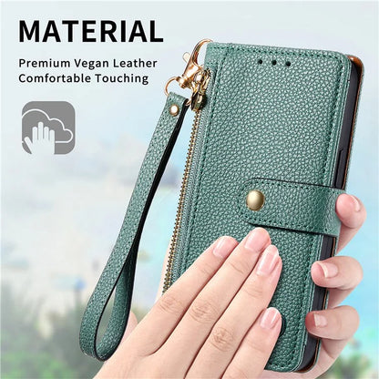 For Oppo A58 4G Case Zipper Wallet Shockproof Phone Cover RFID Blocking