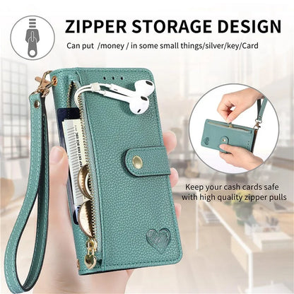 For Oppo A58 4G Case Zipper Wallet Shockproof Phone Cover RFID Blocking