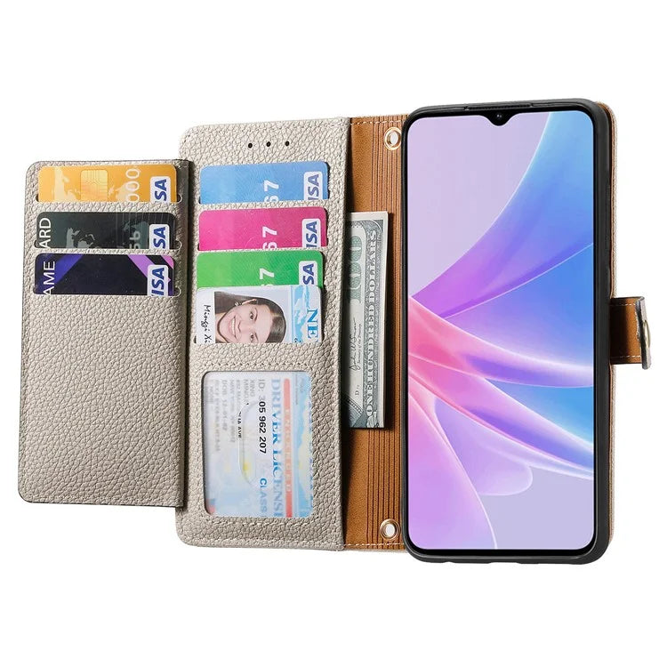 For Oppo A58 4G Case Zipper Wallet Shockproof Phone Cover RFID Blocking