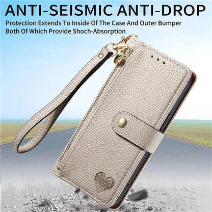 For Oppo A58 4G Case Zipper Wallet Shockproof Phone Cover RFID Blocking