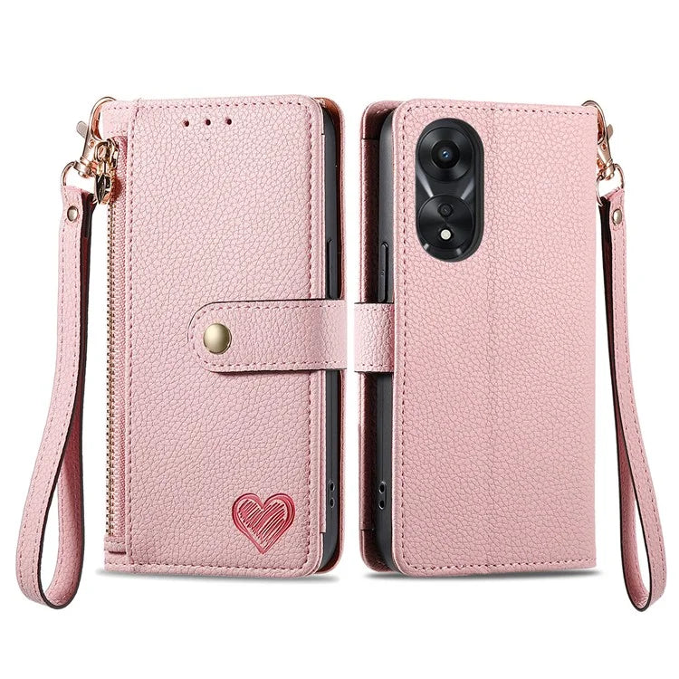 For Oppo A58 4G Case Zipper Wallet Shockproof Phone Cover RFID Blocking