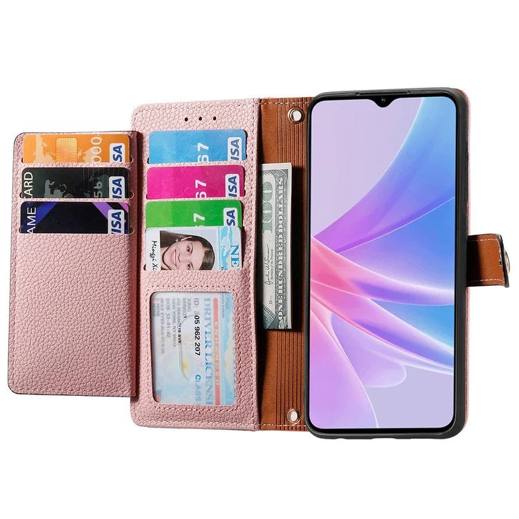 For Oppo A58 4G Case Zipper Wallet Shockproof Phone Cover RFID Blocking