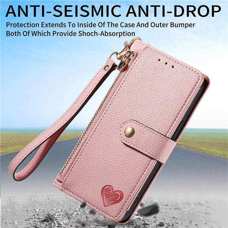 For Oppo A58 4G Case Zipper Wallet Shockproof Phone Cover RFID Blocking