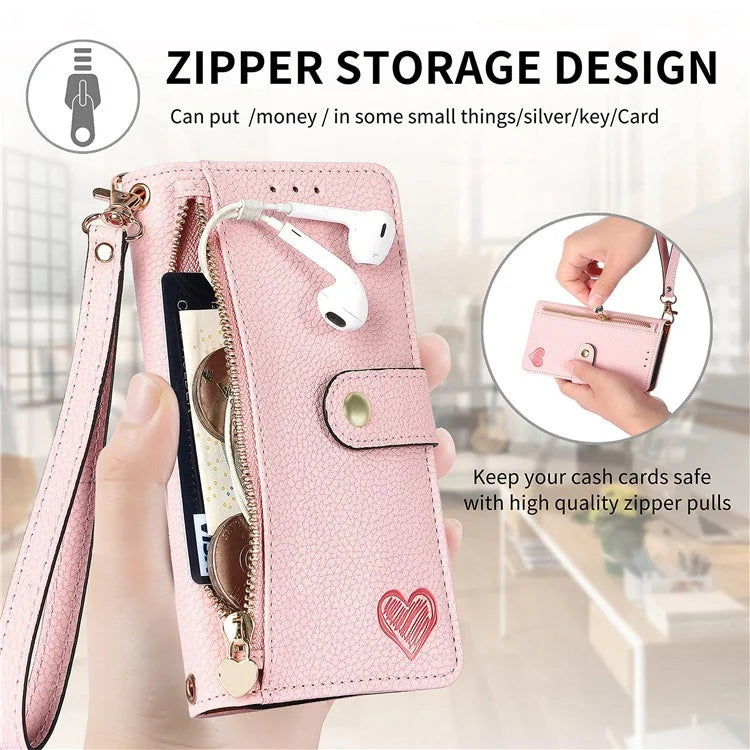 For Oppo A58 4G Case Zipper Wallet Shockproof Phone Cover RFID Blocking