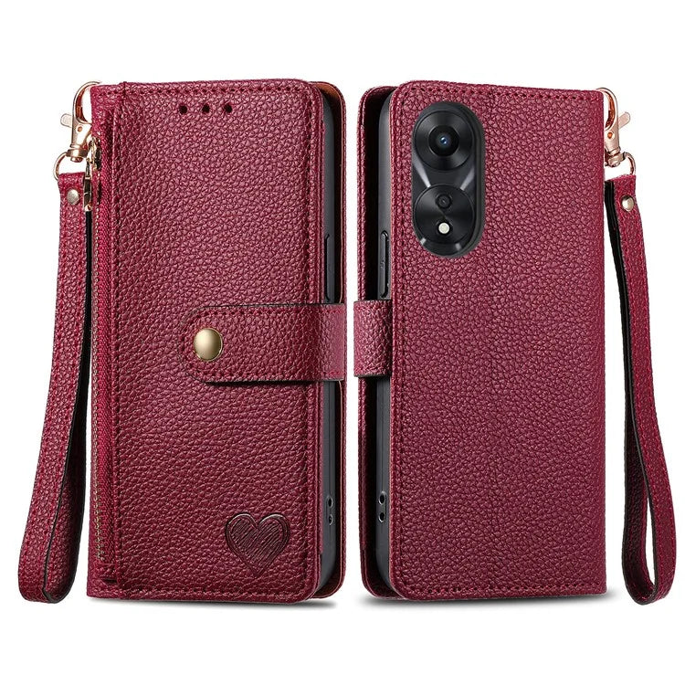 For Oppo A58 4G Case Zipper Wallet Shockproof Phone Cover RFID Blocking