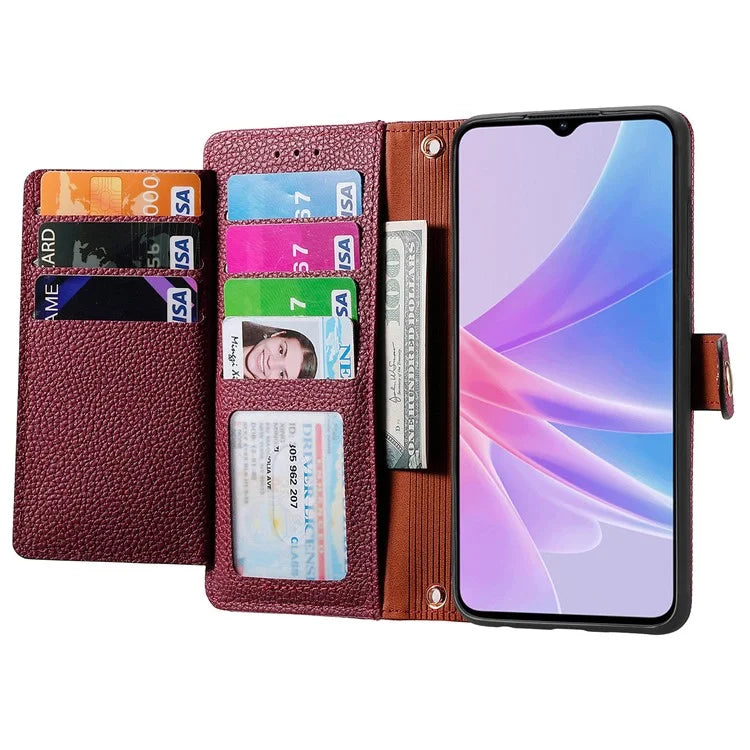 For Oppo A58 4G Case Zipper Wallet Shockproof Phone Cover RFID Blocking