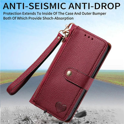 For Oppo A58 4G Case Zipper Wallet Shockproof Phone Cover RFID Blocking