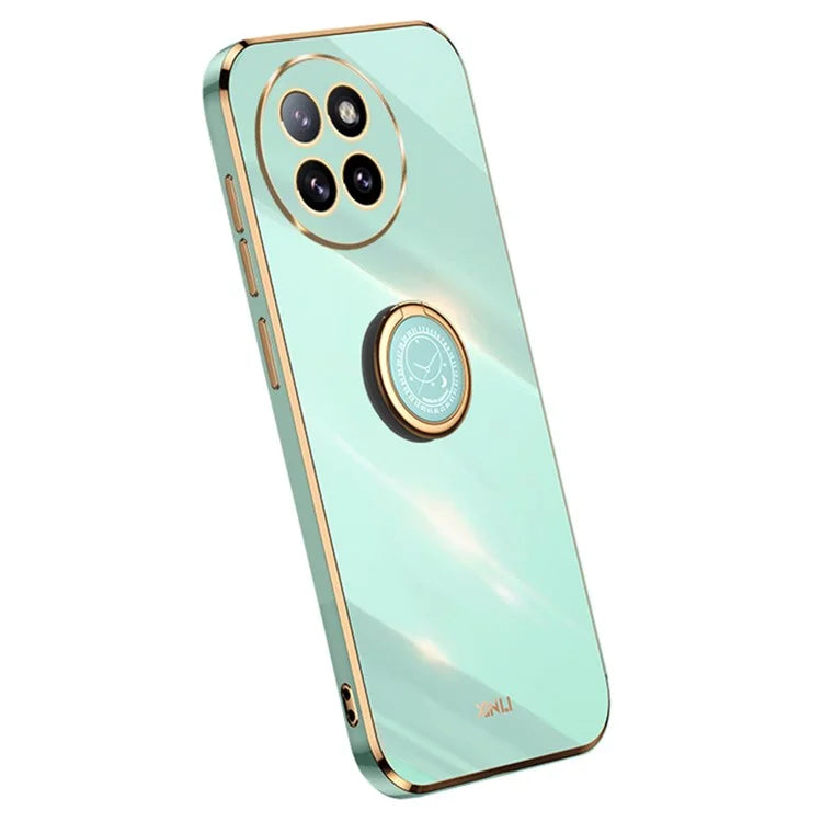 XINLI For Xiaomi Civi 4 Pro 5G / 14 Civi 5G Phone Cover Electroplating Frame Ring Kickstand Anti-Drop TPU Case