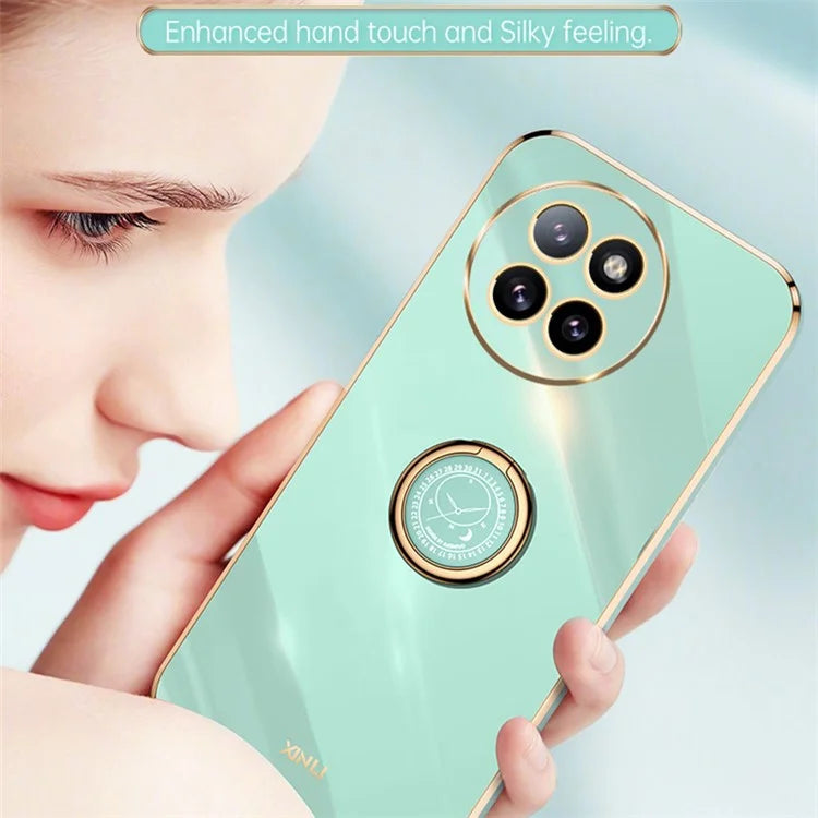 XINLI For Xiaomi Civi 4 Pro 5G / 14 Civi 5G Phone Cover Electroplating Frame Ring Kickstand Anti-Drop TPU Case