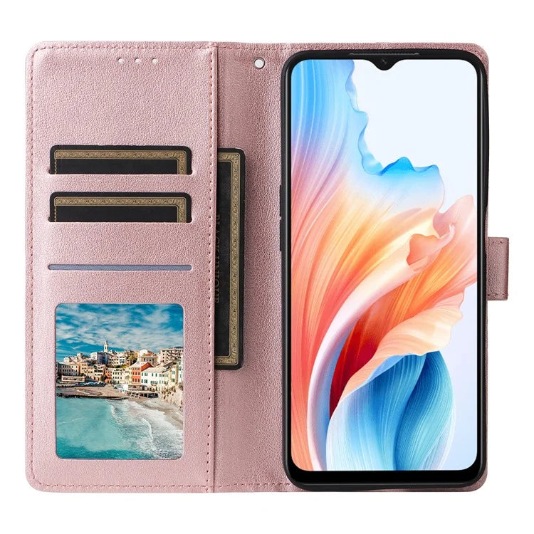 For Oppo A59 5G Leather Case with 3 Card Slots Protective Phone Cover