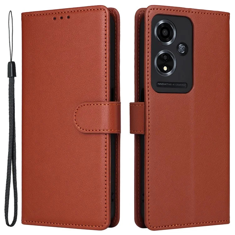 For Oppo A59 5G Leather Case with 3 Card Slots Protective Phone Cover