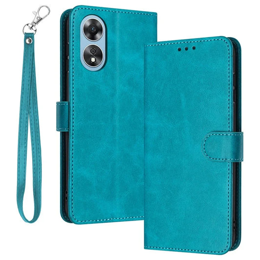 For Oppo A58 4G Leather Wallet Cell Phone Case Fall Proof Flip Cover with Strap