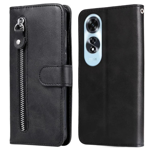 For Oppo A60 4G Case PU Leather Card Slots Zipper Pocket Phone Cover