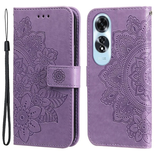 For Oppo A60 4G Case Flower Imprinted PU Leather Folio Wallet Phone Cover