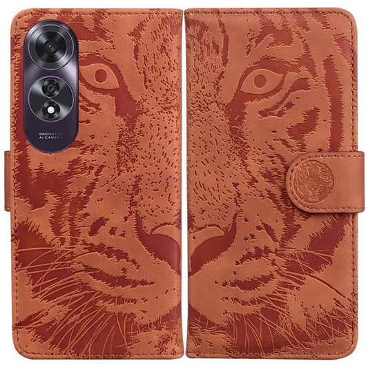 For Oppo A60 4G Case PU Leather Tiger Pattern Wallet Stand Phone Cover