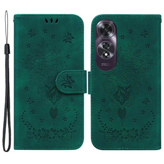 For Oppo A60 4G Case PU Leather Stand Wallet Phone Cover Flower Imprint