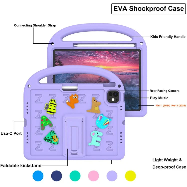 For iPad Air 11 (2024) / iPad Pro 11 (2024) Kickstand Case EVA+PC Tablet Protection Cover