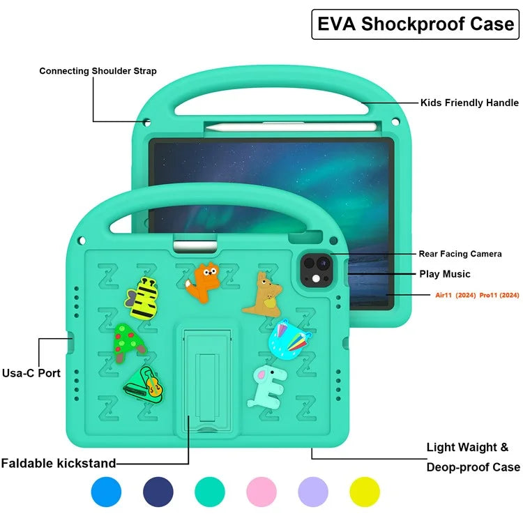 For iPad Air 11 (2024) / iPad Pro 11 (2024) Kickstand Case EVA+PC Tablet Protection Cover