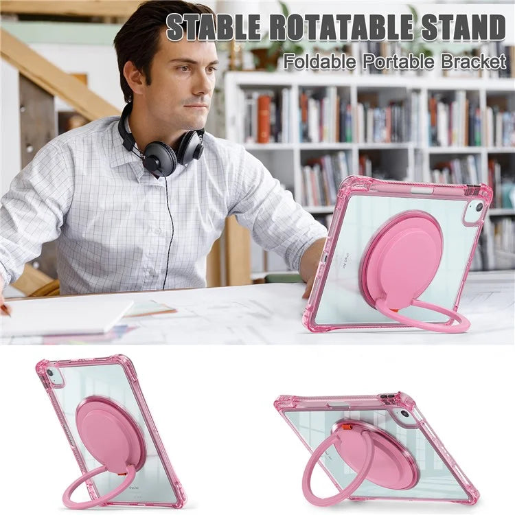 For iPad Air 11 (2024) / Air (2022) / (2020) / iPad Pro 11 (2022) / (2021) / (2020) / (2018) Case Rotary Kickstand PC+TPU+Acrylic Tablet Cover