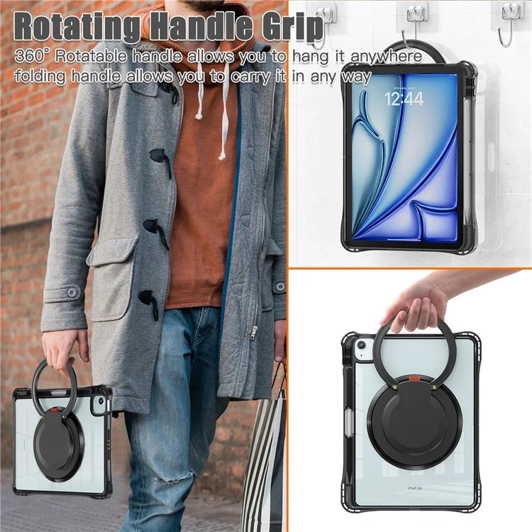 For iPad Air 11 (2024) / Air (2022) / (2020) / iPad Pro 11 (2022) / (2021) / (2020) / (2018) Case Rotary Kickstand PC+TPU+Acrylic Tablet Cover