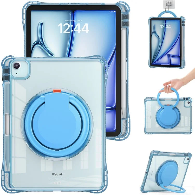 For iPad Air 11 (2024) / Air (2022) / (2020) / iPad Pro 11 (2022) / (2021) / (2020) / (2018) Case Rotary Kickstand PC+TPU+Acrylic Tablet Cover