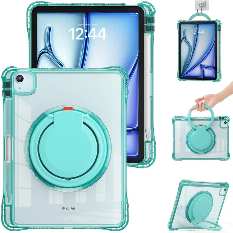 For iPad Air 11 (2024) / Air (2022) / (2020) / iPad Pro 11 (2022) / (2021) / (2020) / (2018) Case Rotary Kickstand PC+TPU+Acrylic Tablet Cover