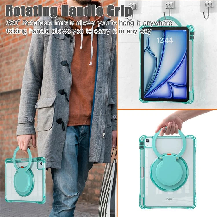 For iPad Air 11 (2024) / Air (2022) / (2020) / iPad Pro 11 (2022) / (2021) / (2020) / (2018) Case Rotary Kickstand PC+TPU+Acrylic Tablet Cover