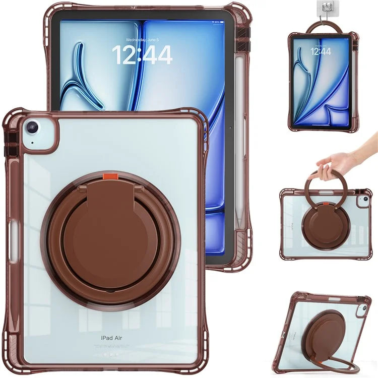 For iPad Air 11 (2024) / Air (2022) / (2020) / iPad Pro 11 (2022) / (2021) / (2020) / (2018) Case Rotary Kickstand PC+TPU+Acrylic Tablet Cover