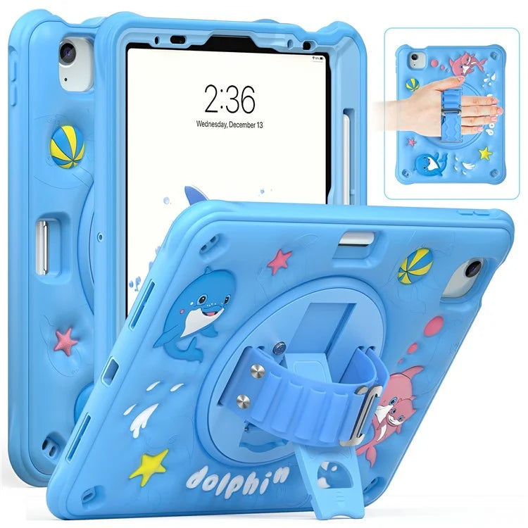 For iPad Air 11 (2024) / Air (2022) / (2020) / iPad Pro 11 (2022) / (2021) / (2020) / (2018) Case Cute Dolphin Kickstand Tablet Cover