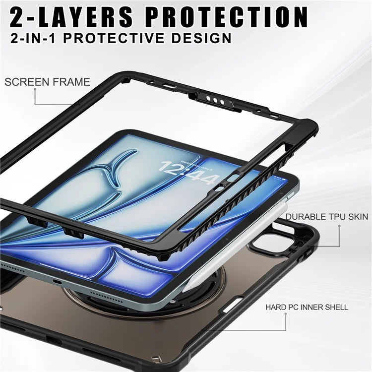 For iPad Air 11 (2024) / Air (2022) / (2020) / iPad Pro 11 (2022) / (2021) / (2020) / (2018) Case Kickstand PC+Silicone+TPU Tablet Cover