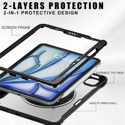 For iPad Air 11 (2024) / Air (2022) / (2020) / iPad Pro 11 (2022) / (2021) / (2020) / (2018) Case Kickstand PC+Silicone+TPU Tablet Cover