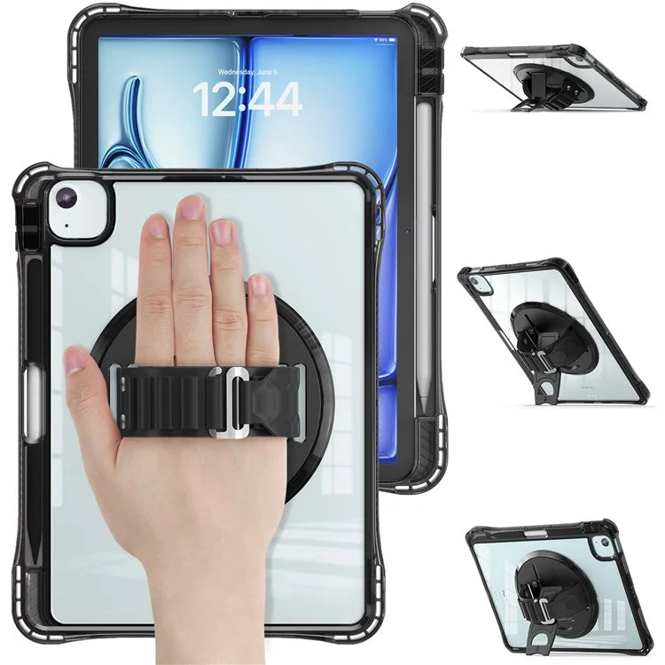 For iPad Air 11 (2024) / Air (2022) / (2020) / iPad Pro 11 (2022) / (2021) / (2020) / (2018) Case Kickstand PC+TPU+Acrylic Clear Tablet Cover