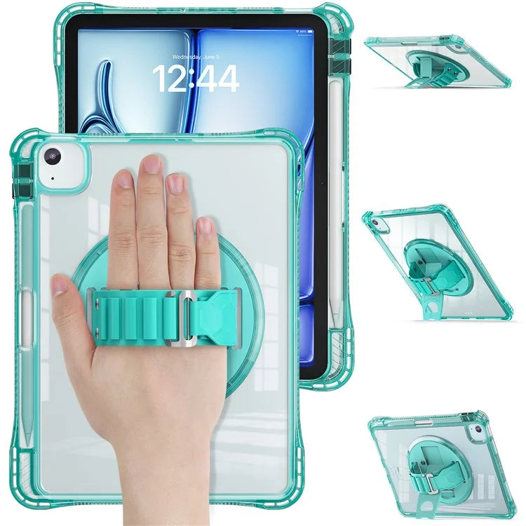 For iPad Air 11 (2024) / Air (2022) / (2020) / iPad Pro 11 (2022) / (2021) / (2020) / (2018) Case Kickstand PC+TPU+Acrylic Clear Tablet Cover