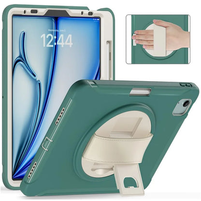 For iPad Air 11 (2024) / Air (2022) / (2020) / iPad Pro 11(2022) / (2021) / (2020) / (2018) Rotary Kickstand PC + TPU Tablet Case with Hand Strap