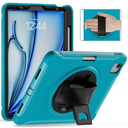 For iPad Air 11 (2024) / Air (2022) / (2020) / iPad Pro 11(2022) / (2021) / (2020) / (2018) Rotary Kickstand PC + TPU Tablet Case with Hand Strap