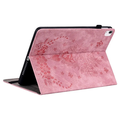 For iPad Air 11 (2024) Shockproof PU Leather Tablet Case Card Slot Imprinted Rose Flower Protection Cover